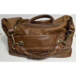 JAS M.B. London Shoulder Bag England Brown Leather Travel Turn Lock Classic